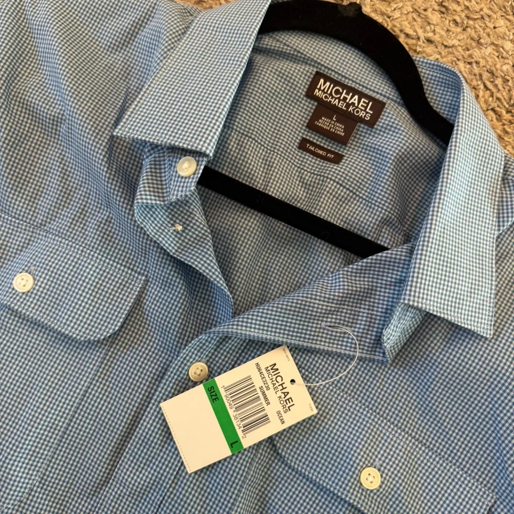 NWT Michael Kors Blue Button-Up Shirt - Picture 2 of 2